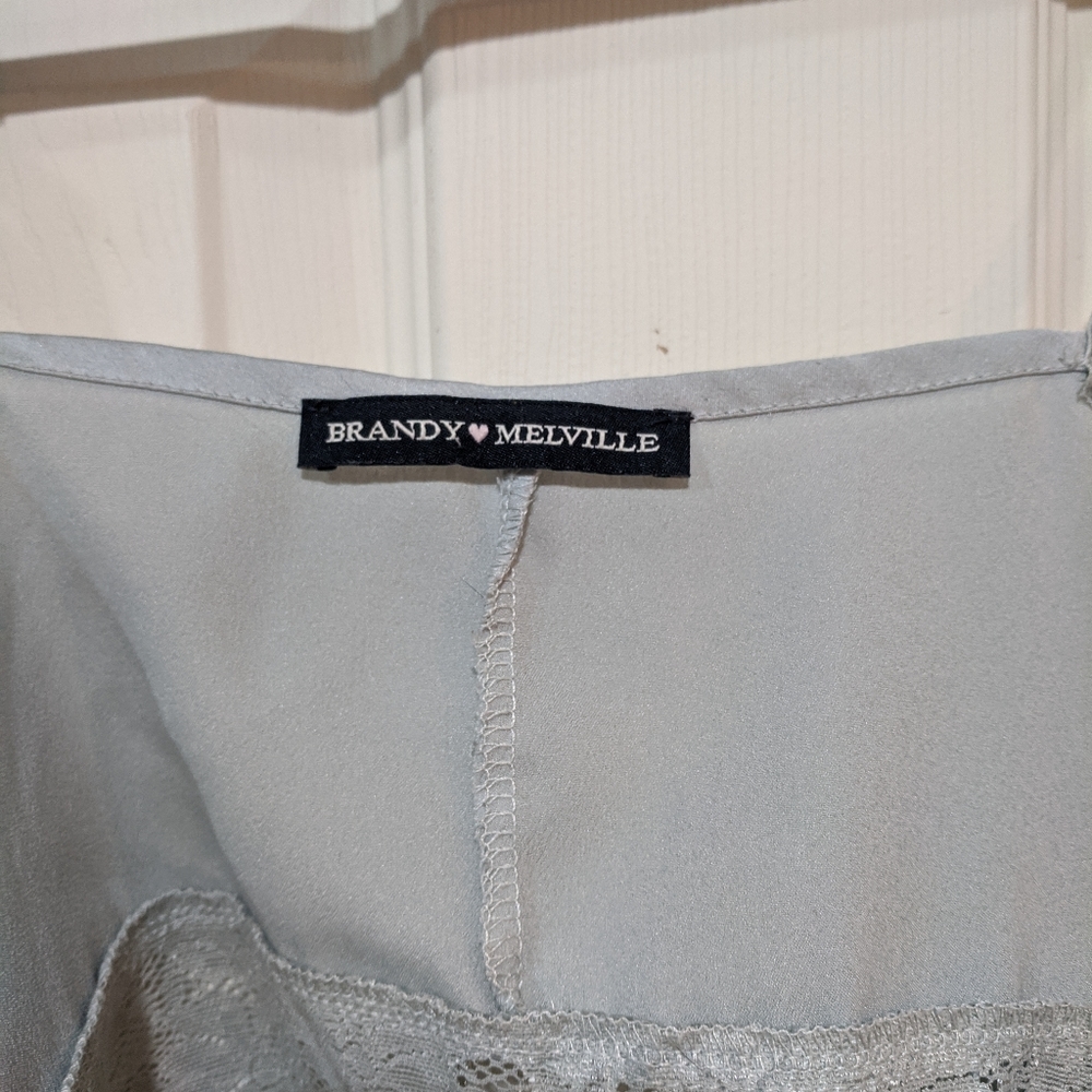 Brandy Melville Lace Blue Cropped Silk Tank - Picture 7 of 8